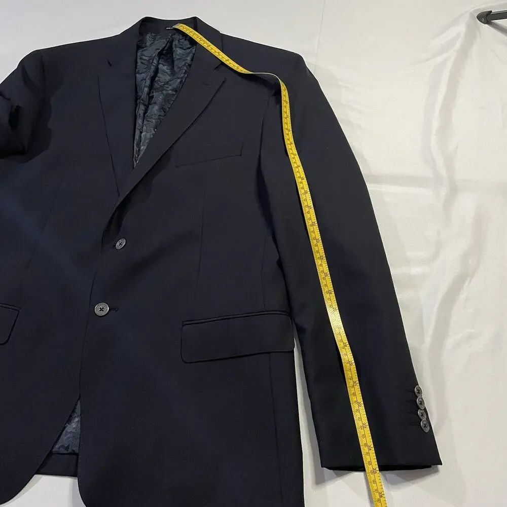JOE Joseph Abboud Blazer 44R Slim Fit Black Super 120s Wool Camo Lining Vented